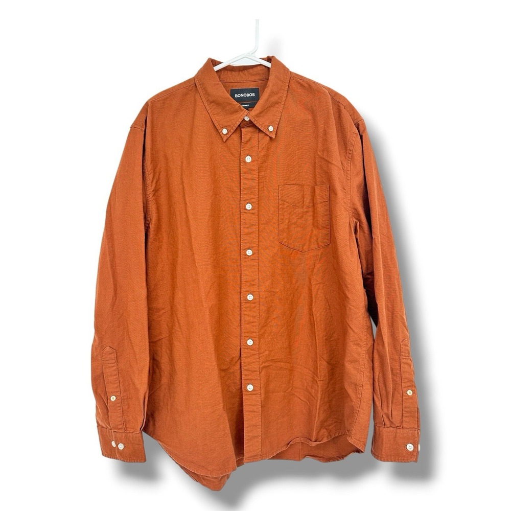 Bonobos Men's XL Rust Orange Oxford Shirt Fall Heritage Preppy Standard Fit